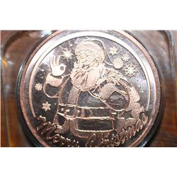 One Oz Copper Christmas Coin, Santa Claus