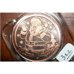 One Oz Copper Christmas Coin, Santa Claus