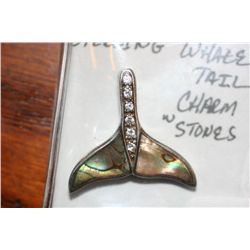 Sterling Whale Tale Charm w/ Stones