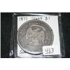 Image 1 : 1877 US Trade $1, some damage reverse