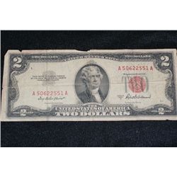 1953-A Two Dollar Federal Reserve Note, Red Seal #A50622551A