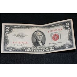 1953-C Two Dollar Federal Reserve Note, Red Seal #A77752721A