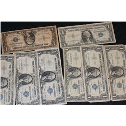 Lot of 8, Silver Certificate Federal Reserve Dollar