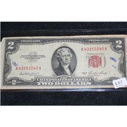 1953 Two Dollar Federal Reserve Note, Red Seal #A43252240A