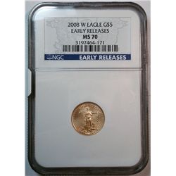 2008W 1/10th Gold Eagle  EARY RELEASE