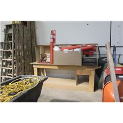 WOODEN BENCH AND CONTENTS