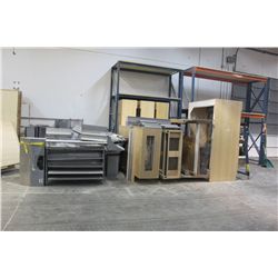 LOT OF METAL DISPLAY SHELVING