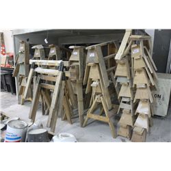 LARGE LOT OF WOODEN SAW HORSES