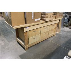 WOODEN SHOP BENCH & CONTENTS