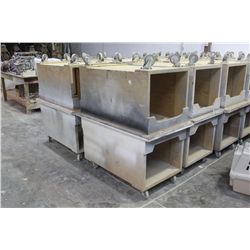 2 WOODEN MOBILE WORK BENCHS