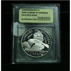 2000-p Library of Congress Proof Silver Dollar Commemorative Graded PR70 DCAM