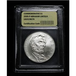 2009-p Abraham Lincoln Commemorative Silver Dollar Graded ms70