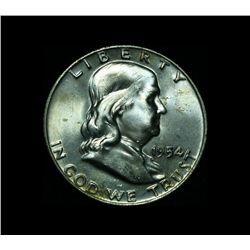 1954-d Franklin Half Dollar 50c Grades ms64 FBL