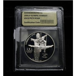 1995-p Olympic Gymnast Commemorative Proof Silver Dollar Graded PR70 DCAM