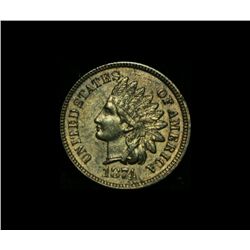 1874 Indian Cent 1c grades Choice Uncirculated ms62 RB