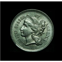 1868 Three Cent Nickel 3c Grades Gem Uncirculated ms65
