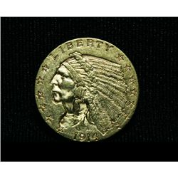 1914-p $2 1/2 Gold Indian Grades Select Uncirculated ms62   BETTER DATE!!
