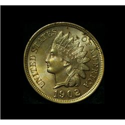 1902-p Indian Cent 1c Choice Uncirculated ms64RD  Beautiful Red Color