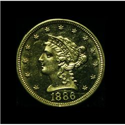 1886-p Coronet Head $2 1/2 Quarter Eagle Liberty Gold Grades ms61
