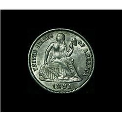 1891-s/s Liberty Seated Dime 10c Grades Select Uncirculated ms63  FS-501