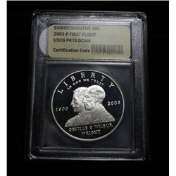 2003-p First Flight Commemorative Silver Dollar Graded PR70 DCAM