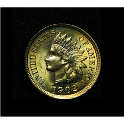 1902-p Indian Cent 1c Choice Uncirculated ms64RD  Beautiful Red Color