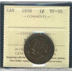 1858 1¢ ICCS VF30.