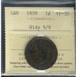1859 1¢ Wd 9/8 ICCS VF30.