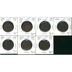 1890H 1¢, 1891 SDSL1876H, 1886, 1890H, 1898H & 1907H.  Lot of 7 coins all Abt VG.  (PBA)
