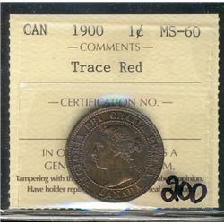 1900 1¢ ICCS MS60 Trace red.