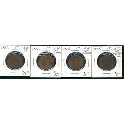 1907 1¢, 1911, 1917 & 1918.  Lot of 4 coins all AU55.  (PBA)