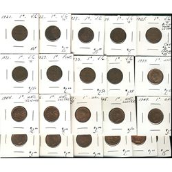 1921 to 1927 1¢, 1930, 1931, 1939, 1944, 1946, 1947 ML, 1948, 1949, 1950, 1951, 1952, 1954, 1958 & 1