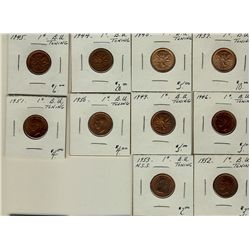 1937 1¢, 1940, 1944, 1945, 1946, 1949, 1950, 1951, 1952 & 1953 NSS.  Lot of 10 coins.  All UNC or be