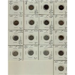 1858 5¢, 1872H, 1874H Cr, 1874H Pl, 1880H, 1885, 1886, 1889, 1883H, 1893, 1894, 1896, 1898, 1899, 19
