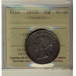 Nfld 1872H 50¢ ICCS VF20.