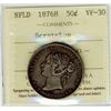 Image 1 : Nfld 1876H 50¢ ICCS VF30.  Designated with scratch.