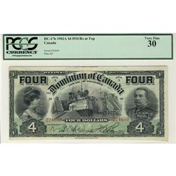 1902 $4 DC-17b #224609. PCGS VF30.  Sharp clean example.