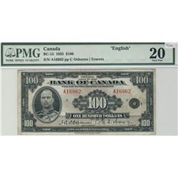 1935 $100 BC-15 #A16862.  PMG VF20.