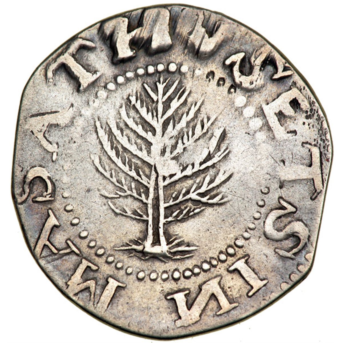 1652 Massachusetts Pine Tree Shilling Large Planchet W 1652-massachusetts-pine-tree-shilling-large-planchet-w