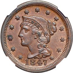 1847 N-24 R1 NGC graded MS63 Brown