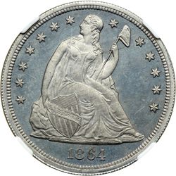 1864 Pattern $1. J-398 NGC MS66