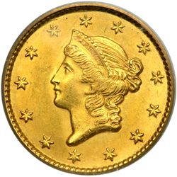 1849 $1 Gold Liberty. Open Wreath