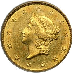 1849-C $1 Gold Liberty. Closed Wreath