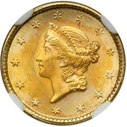 1851 $1 Gold Liberty NGC MS66