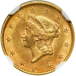 1852 $1 Gold Liberty NGC AU58