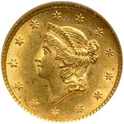 1853 $1 Gold Liberty NGC MS62