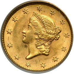 1853 $1 Gold Liberty PCGS MS62