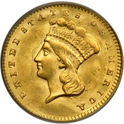 1857 $1 Gold Indian PCGS MS62