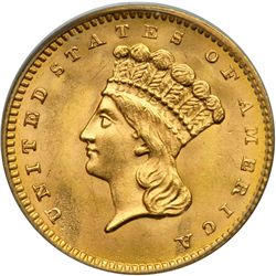 1862 $1 Gold Indian PCGS MS65