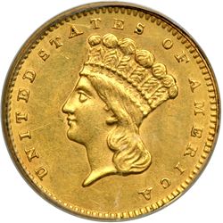 1862 $1 Gold Indian PCGS AU58